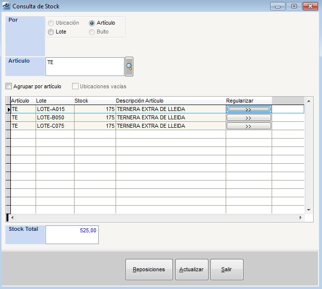 Almacenes - Consulta Stock