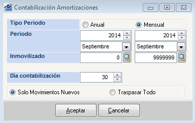 Amortizaciones - Contabilización Automática amortizaciones