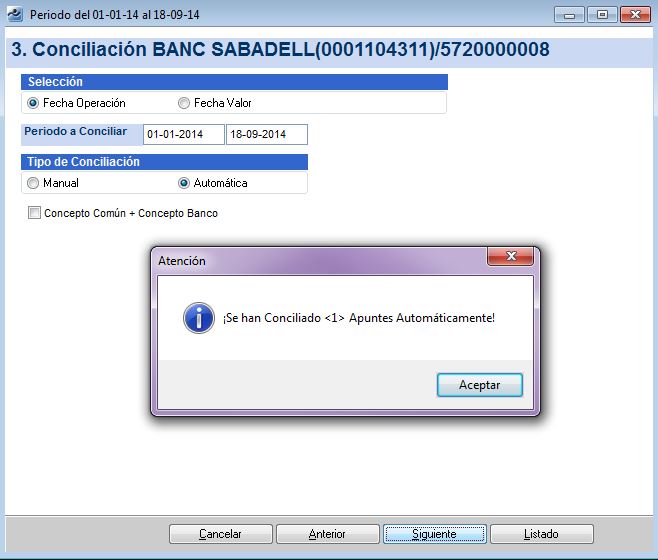 Conciliación Bancaria- Conciliación Automática