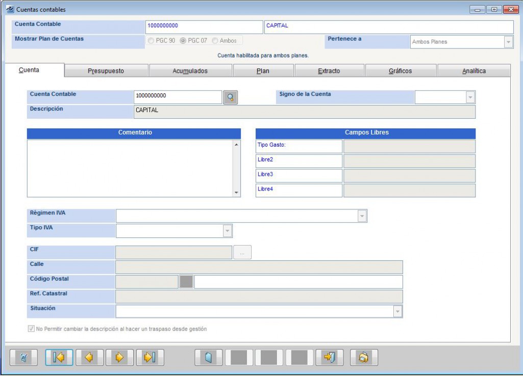 Contabilidad - Mantenimiento Cuentas