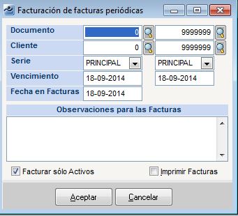 Facturación Periódica - Generación facturas