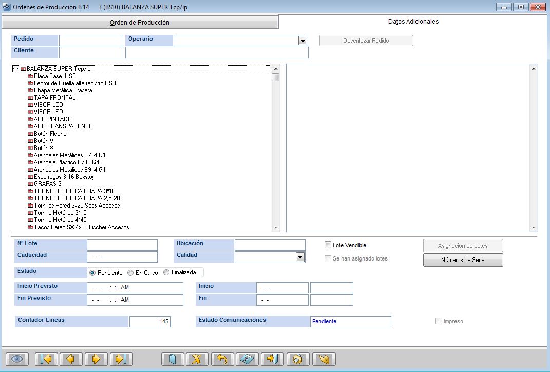 Produccion - Orden de Produccion - Datos Adicionales