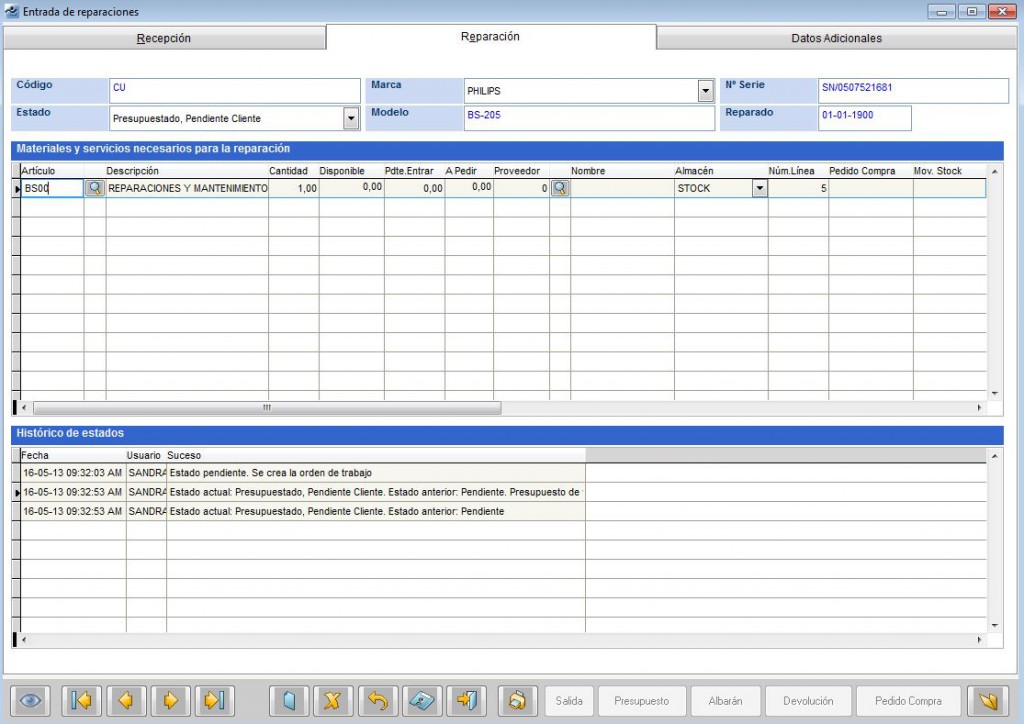 Reparaciones - Entrada de Reparaciones 2