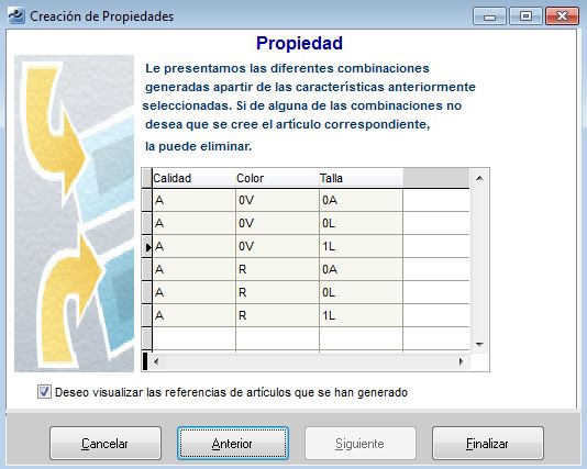 Tallas y Colores - Creacion de propiedades