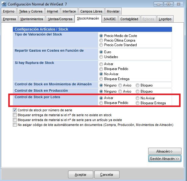 Trazabilidad - Configuracion stock por lotes